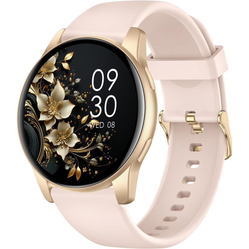 Acclafit montre connectée femme homme avec appel bleutooth, smartwatch ronde 1,38" avec 147+ modes sportifs, cardiofréquencemètr