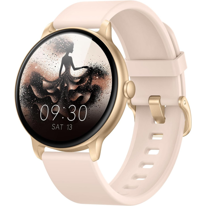 Acclafit montre connectée femme homme avec appel bleutooth, smartwatch ronde 1,38" avec 147+ modes sportifs, cardiofréquencemètr