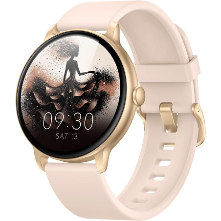 Acclafit montre connectée femme homme avec appel bleutooth, smartwatch ronde 1,38" avec 147+ modes sportifs, cardiofréquencemètr