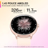 Acclafit montre connectée femme homme avec appel bleutooth, smartwatch ronde 1,38" avec 147+ modes sportifs, cardiofréquencemètr