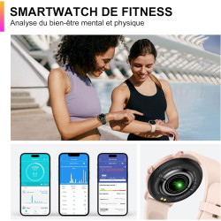 Acclafit montre connectée femme homme avec appel bleutooth, smartwatch ronde 1,38" avec 147+ modes sportifs, cardiofréquencemètr