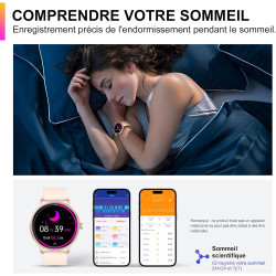Acclafit montre connectée femme homme avec appel bleutooth, smartwatch ronde 1,38" avec 147+ modes sportifs, cardiofréquencemètr