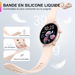 Acclafit montre connectée femme homme avec appel bleutooth, smartwatch ronde 1,38" avec 147+ modes sportifs, cardiofréquencemètr