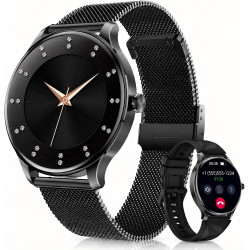 Walkerfit montre connectée femme avec appel bleutooth 1.43" smartwatch | pour ios et android, écran amoled incurvé, charge sans 