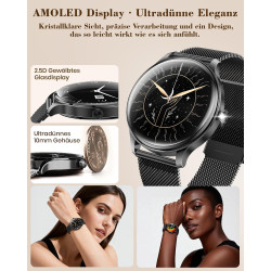 Walkerfit montre connectée femme avec appel bleutooth 1.43" smartwatch | pour ios et android, écran amoled incurvé, charge sans 