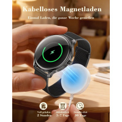 Walkerfit montre connectée femme avec appel bleutooth 1.43" smartwatch | pour ios et android, écran amoled incurvé, charge sans 