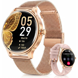 Walkerfit montre connectée femme avec appel bleutooth 1.43" smartwatch | pour ios et android, écran amoled incurvé, charge sans 