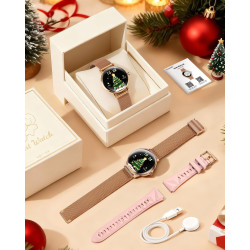 Walkerfit montre connectée femme avec appel bleutooth 1.43" smartwatch | pour ios et android, écran amoled incurvé, charge sans 