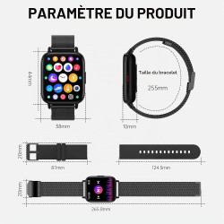 Montre Connectée Femme Repondre Appel 1.69" Smartwatch Fréquence Cardiaque Sommeil SpO2 Fonction Féminine Notification Intellige