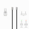 deleyCON 0,5m Câble Téléphone - RJ11 Modulaire 6P4C Western - 2x Fiche RJ11 avec plat pour Prise Modem Routeur Fax ISDN DSL VDSL