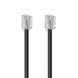 deleyCON 15m Câble Téléphone - RJ11 Modulaire 6P4C Western - 2x Fiche RJ11 avec plat pour Prise Modem Routeur Fax ISDN DSL VDSL 