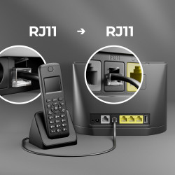 deleyCON 20m Câble Téléphone - RJ11 Modulaire 6P4C Western - 2x Fiche RJ11 avec plat pour Prise Modem Routeur Fax ISDN DSL VDSL 
