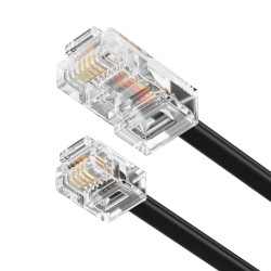 deleyCON 1m Câble Téléphone RJ11 vers RJ45 Modulaire plat RJ11 Fiche vers RJ45 Connecteur Réseau Prise Téléphone Modem Routeur F