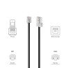 deleyCON 1m Câble Téléphone RJ11 vers RJ45 Modulaire plat RJ11 Fiche vers RJ45 Connecteur Réseau Prise Téléphone Modem Routeur F