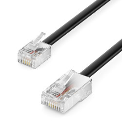 deleyCON 20m Câble Téléphone RJ11 vers RJ45 Modulaire plat RJ11 Fiche vers RJ45 Connecteur Réseau Prise Téléphone Modem Routeur 