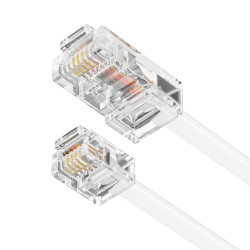 deleyCON 0,5m Câble Téléphone RJ11 vers RJ45 Modulaire plat RJ11 Fiche vers RJ45 Connecteur Réseau Prise Téléphone Modem Routeur