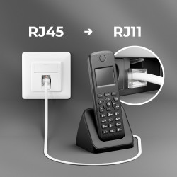 deleyCON 40m Câble Téléphone RJ11 vers RJ45 Modulaire 99% Cuivre AWG 28 plat RJ11 Fiche vers RJ45 Connecteur Réseau Prise Téléph