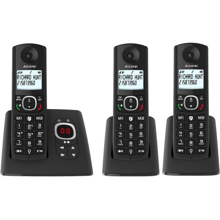 ALCATEL F530 Voice Trio - Téléphone Fixe Sans Fil DECT Avec Répondeur - Grand Écran Rétroéclairé - Haut-Parleur - Fonction Bloca
