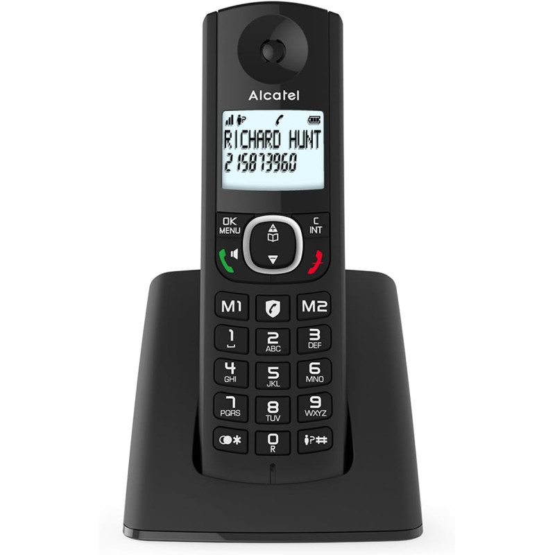 ALCATEL F530 - Téléphone Fixe Sans Fil DECT - Grand Écran Rétroéclairé - Mains Libres - Fonction Blocage Des Appels - 2 Touches 