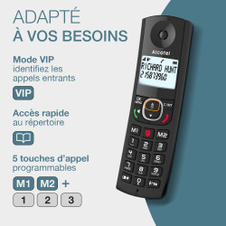 ALCATEL F530 Voice - Téléphone Fixe Sans Fil DECT Avec Répondeur - Grand Écran Rétroéclairé - Mains Libres - Fonction Blocage De