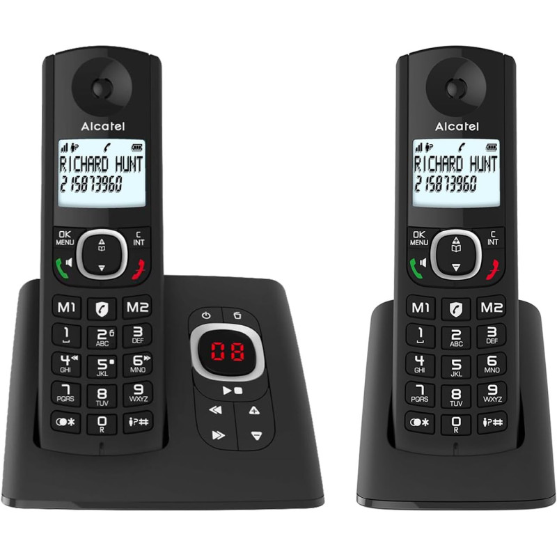 ALCATEL F530 Voice Duo - Téléphone Fixe Sans Fil DECT Avec Répondeur - Grand Écran Rétroéclairé - Mains Libres - Fonction Blocag