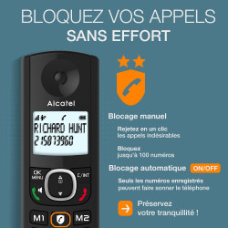 ALCATEL F530 Voice Duo - Téléphone Fixe Sans Fil DECT Avec Répondeur - Grand Écran Rétroéclairé - Mains Libres - Fonction Blocag