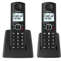 ALCATEL F530 Duo - Téléphone Fixe Sans Fil DECT - Grand Écran Rétroéclairé - Mains Libres - Fonction Blocage Des Appels - 2 Touc