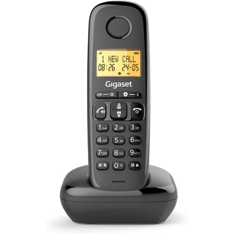 Gigaset Start 120 téléphone DECT, Blocage d’appels, Anthracite | Sans fil, écran rétroéclairé 1,5 pouces, mains libres, contacts