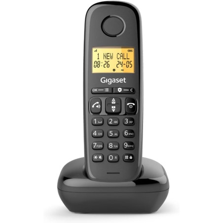 Gigaset Start 120 téléphone DECT, Blocage d’appels, Anthracite | Sans fil, écran rétroéclairé 1,5 pouces, mains libres, contacts