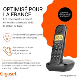 Gigaset Start 120 téléphone DECT, Blocage d’appels, Anthracite | Sans fil, écran rétroéclairé 1,5 pouces, mains libres, contacts