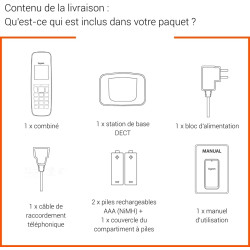 Gigaset Start 120 téléphone DECT, Blocage d’appels, Anthracite | Sans fil, écran rétroéclairé 1,5 pouces, mains libres, contacts