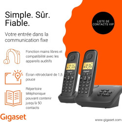 Gigaset Start 120A Duo, téléphone DECT, 2 combinés, répondeur, Anthracite | Sans fil, blocage d’appels, écran rétroéclairé 1,5 p
