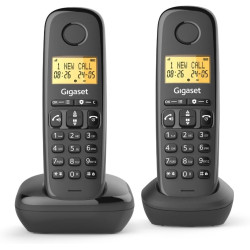 Gigaset Start 120 Duo, téléphone DECT, 2 combinés, Blocage d’appels | Sans fil, écran rétroéclairé 1,5 pouces, mains libres, con