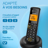 ALCATEL E260 - Téléphone Fixe sans Fil DECT - Design Compact - Grand Écran Rétroéclairé - Mains Libres - Fonction Blocage des Ap