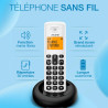 ALCATEL E260 - Téléphone Fixe sans Fil DECT - Design Compact - Grand Écran Rétroéclairé - Mains Libres - Fonction Blocage des Ap
