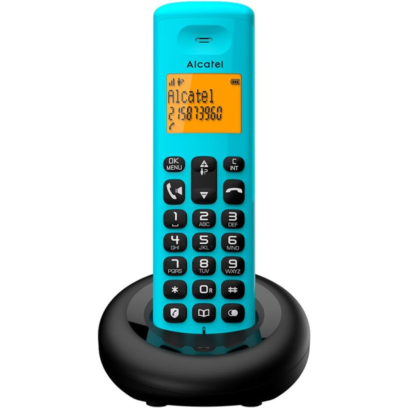 ALCATEL E260 - Téléphone Fixe sans Fil DECT - Design Compact - Grand Écran Rétroéclairé - Mains Libres - Fonction Blocage des Ap