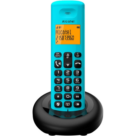 ALCATEL E260 - Téléphone Fixe sans Fil DECT - Design Compact - Grand Écran Rétroéclairé - Mains Libres - Fonction Blocage des Ap