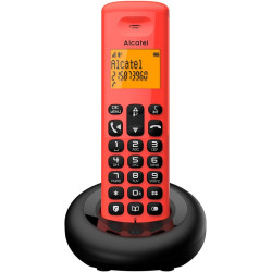 ALCATEL E260 - Téléphone Fixe sans Fil DECT - Design Compact - Grand Écran Rétroéclairé - Mains Libres - Fonction Blocage des Ap
