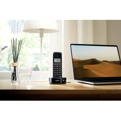 Philips D165B Téléphone Fixe sans Fil – Téléphone DECT – Écran 1,6 Pouce – 50 Contacts – 10h Conversation – 200h Veille – Noir