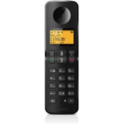 PHILIPS Téléphone Fixe sans Fil D2651B/01 Single - Téléphone sans Fil avec Répondeur - Écran de 1'6 Pouce - Répertoire Téléphoni