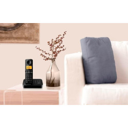 PHILIPS Téléphone Fixe sans Fil D2651B/01 Single - Téléphone sans Fil avec Répondeur - Écran de 1'6 Pouce - Répertoire Téléphoni