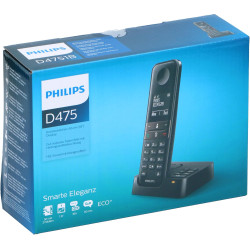 Philips D4751B Téléphone DECT Identification de l'appelant Noir