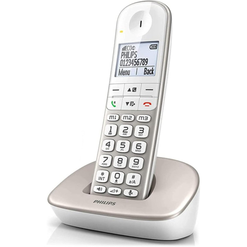 Philips XL490 Téléphone Fixe sans Fil - Téléphone Fixe Compatible avec Les Appareils Auditifs - DECT avec Grand Écran Rétroéclai
