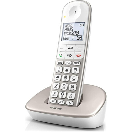 Philips XL490 Téléphone Fixe sans Fil - Téléphone Fixe Compatible avec Les Appareils Auditifs - DECT avec Grand Écran Rétroéclai