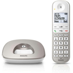 Philips XL490 Téléphone Fixe sans Fil - Téléphone Fixe Compatible avec Les Appareils Auditifs - DECT avec Grand Écran Rétroéclai