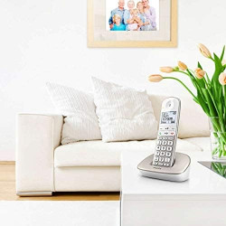 Philips XL490 Téléphone Fixe sans Fil - Téléphone Fixe Compatible avec Les Appareils Auditifs - DECT avec Grand Écran Rétroéclai