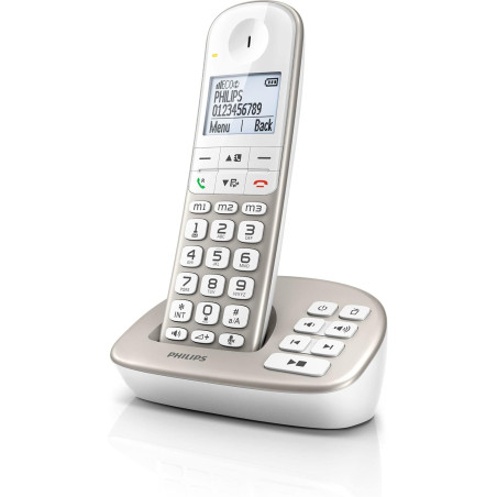 Philips XL4951S/38 Téléphone Fixe - sans Fil - 1 Combiné - avec Répondeur - Extras Pratiques comme Téléphone Senior - Personnes 