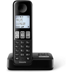 Philips D2551B / 01- Téléphone DECT sans Fil avec 1 combiné avec répondeur, 50 Noms/numéros et Identification de l'appelant - No