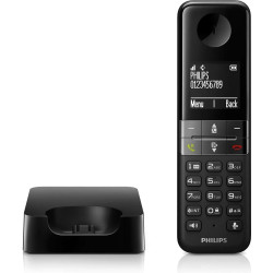 Philips D4701B Téléphone Fixe sans Fil – Téléphone DECT avec Écran 1,8 Pouce – 50 Contacts – 16h Conversation – 250h Veille – No