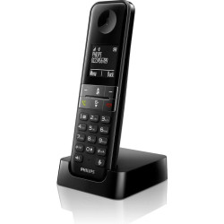 Philips D4701B Téléphone Fixe sans Fil – Téléphone DECT avec Écran 1,8 Pouce – 50 Contacts – 16h Conversation – 250h Veille – No